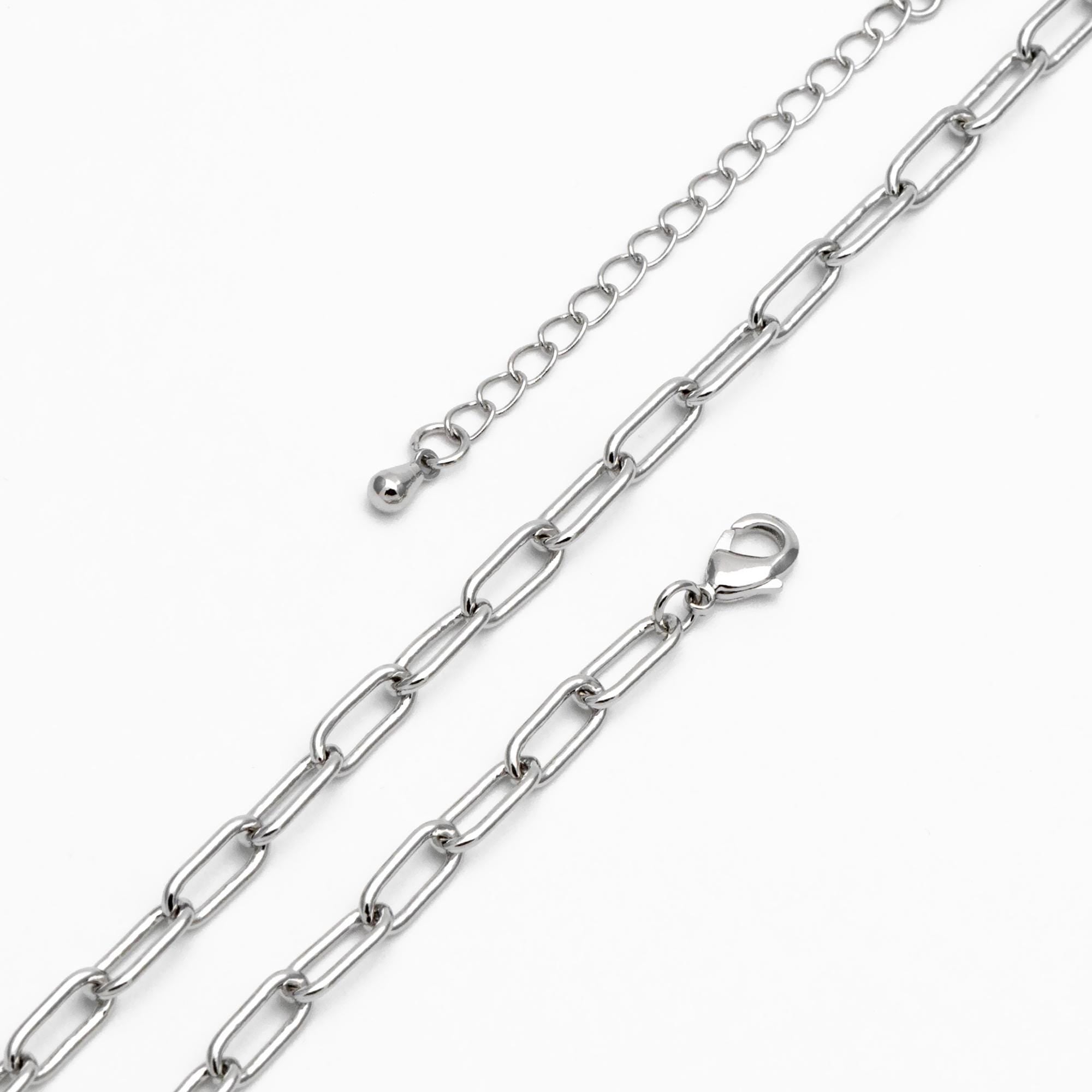 Gold/ Silver Oval Cable Chains 4mm, Finished Bracelet/ Anklet/ Necklace with Extender Chain, Ready to Wear (#LK-446)